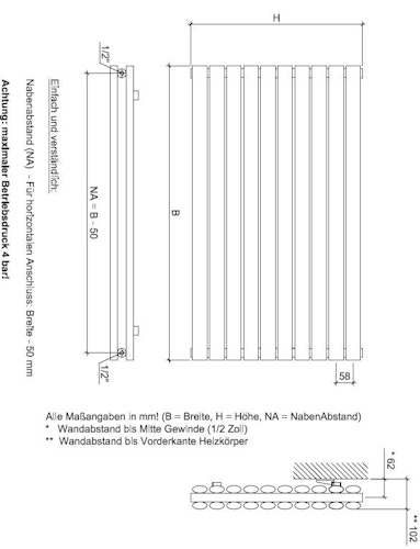 Ximax Raumheizkörper FORTUNA Duplex horizontal weiß